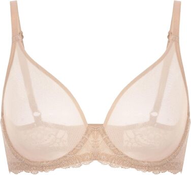 Бюстгальтер DELIMIRA з мереживом, великі розміри, прозорий сітчастий бюстгальтер з кісточками (80C, Бежевий)