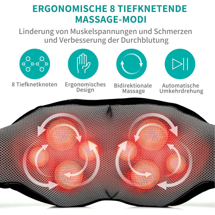 Масажер для шиї та плечей Nekteck 3D Shiatsu з підігрівом, глибокий тканинний масажер для спини та ніг для зняття м'язового болю (Бежевий)