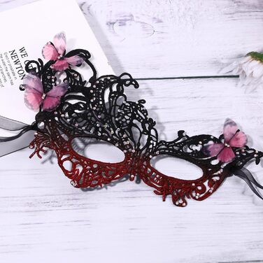 Набір з 3 шт. Венеціанська маска з мереживом та метеликами, оздоблена стразами. Ідеально для карнавалу, Хелловіну, вечірки, маскараду. Стиль 1920-х, вінтаж, для жінок.