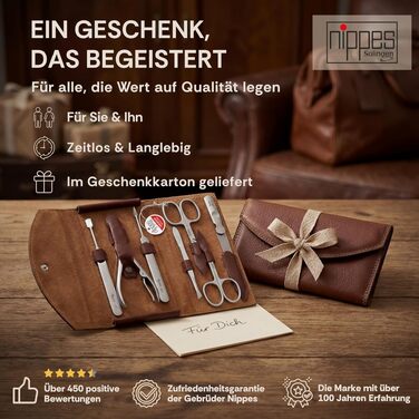 Манікюрний набір Nippes Solingen Classic, 7 предметів, нержавіюча сталь, у шкіряному чохлі