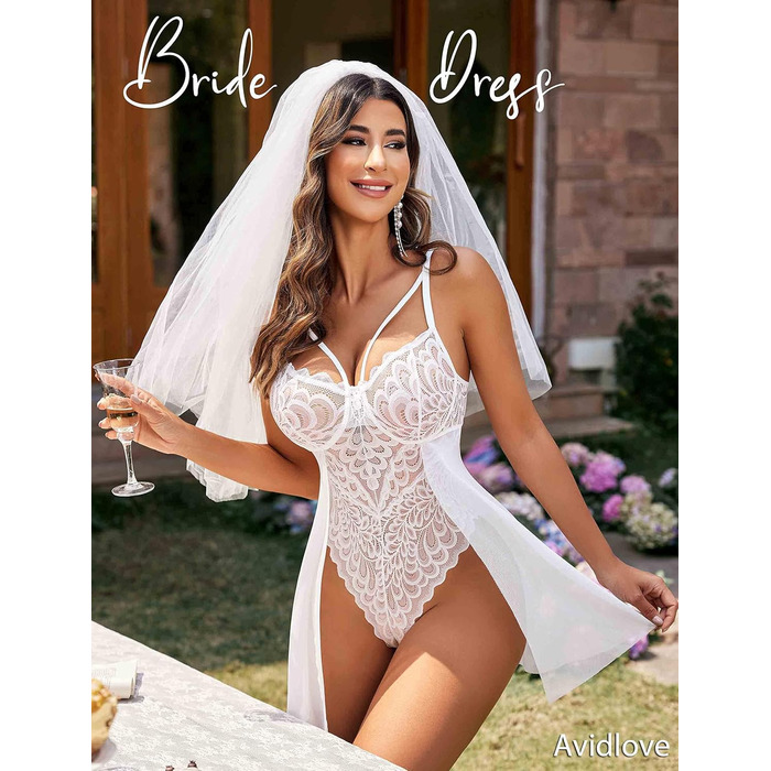 Avidlove Корсет-боді з мереживом для жінок, сексуальний V-подібний виріз, елегантна спідниця-боді, розмір XXL, білий колір