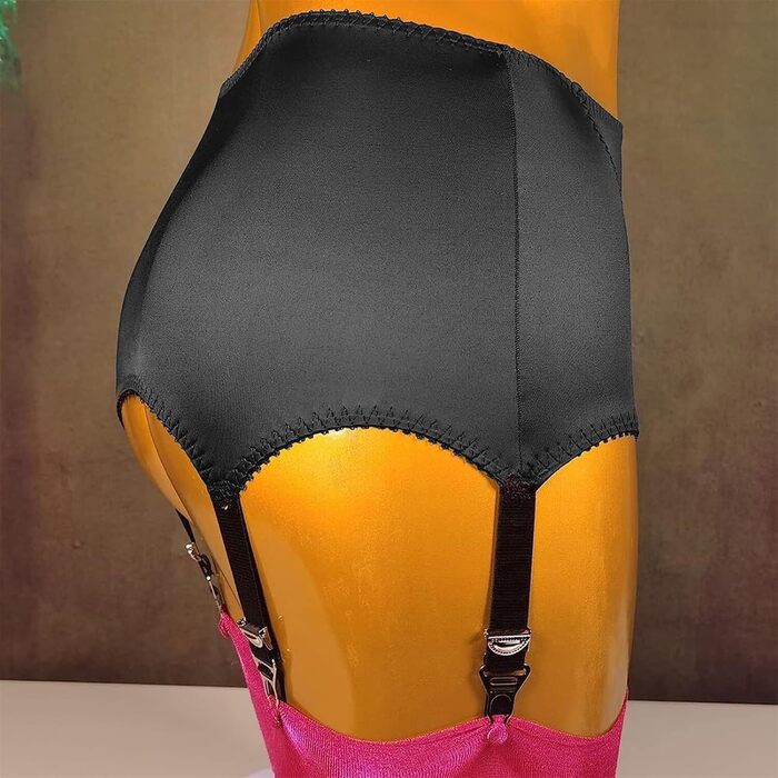 Жіночий корсетний пояс ZHEYDAHOU з 6 реміннів, сатиновий, для панчішних мереживних колготок (чорний, L)