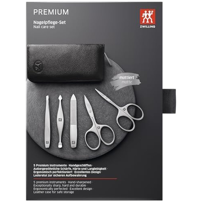 Набір для манікюру та педикюру Zwilling Twinox (5 предметів) у шкіряному чохлі Yakleder, чорний