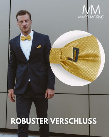 Набір чоловічої метелика та кишенкової хустки Massi Morino для весілля та офіційних заходів, колір шампань, регульований розмір