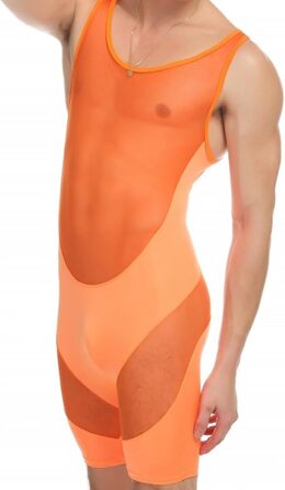Костюм для перевдягання: сексуальна білизна для чоловіків (комбінезон, прозорі штани), оранжевий, XL