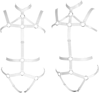 Жіночий комплект корсет, стрінги та пояс: еластичний топ з вирізами для фотосесій, танців, карнавалу в стилі панк-готика (білий)