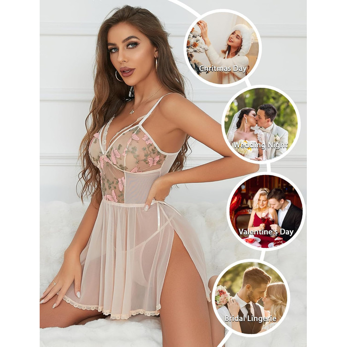 Сексуальна жіноча нічна сорочка-комбінезон Aranmei з мереживом, бавовна, бандажний стиль, прозора мереживна піжама, сукня-теді, вишивка, нічна сорочка, піжама