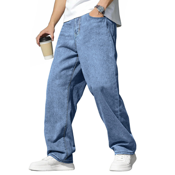 Чоловічі джинси Baggy JMIERR Y2K світло-блакитні, еластичний денім, розмір XL
