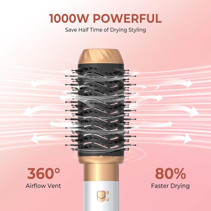 Мультистайлер для волосся 6 в 1 MogaWave Hairstyler Pro Airbrush: фен-щітка, автоматичний курлер та вирівнювач для об'єму, завивки та гладкості, бежевий