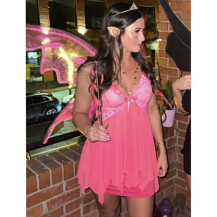 Жіноча нічна сорочка Avidove з мереживом, babydoll, boudoir, великі розміри XS-5X (неоновий рожевий, L)