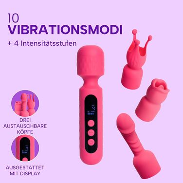 Вібратор жіночий MySecretCase Magic Wand з 4 насадками для стимуляції клітора та G-точки, 10 режимів, водонепроникний IPX6, USB-зарядка