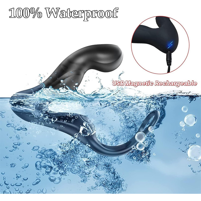 Анальний вібратор з силікону 3 в 1 з кільцем для пениса та пультом керування, масажер простати, для чоловіків та пар