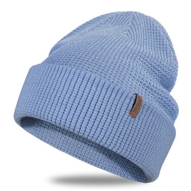 Зимова шапка-біні з мериносової вовни Outdoor Shaping для чоловіків та жінок, тепла в'язана шапка з відкидним манжетом, сіра/чорна/блакитна