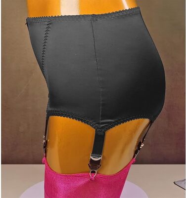 Жіночий корсетний пояс ZHEYDAHOU з 6 реміннів, сатиновий, для панчішних мереживних колготок (чорний, L)