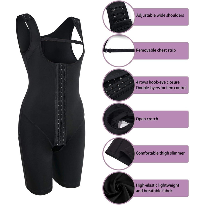 Корсет-боді KUMAYES для жінок, фігуроформуючий, бандаж після пологів, чорний, форма одягу Shapewear, з гачками