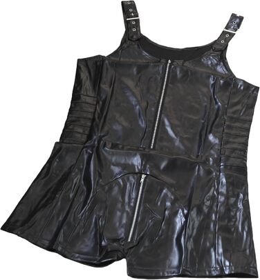 Чоловічі шорти QiaTi без рукавів, лосини на блискавці з екошкіри, боді з 2 кишенями, для повсякденного та клубного стилю, чорний, XL