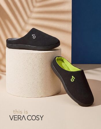 Чоловічі двоколірні домашні капці VeraCosy з ефектом пам'яті Memory Foam, розмір 46/47 EU, колір чорно-сірий