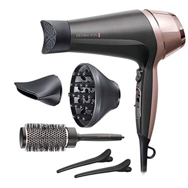 Фен для волосся Remington Curl & Straight D5707 з іонізацією, 2200 Вт, набір для стайлінгу (дифузор, конічна насадка, кругла щітка 45 мм)