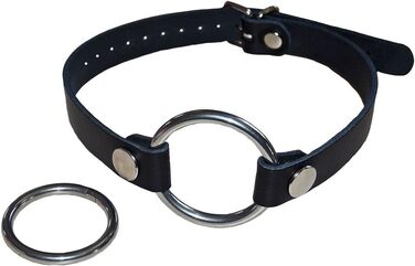 Кнебель для рота з кільцем, з нержавіючої сталі V4A, діаметр 40 мм та 45 мм, поводок/обмежувач шиї, секс-іграшка, ручної роботи (чорний)