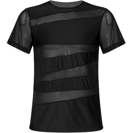 Чоловіча футболка з сітки для клубу, чорна. М'яка, прозора, дихаюча. Ідеальна для танців.