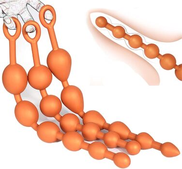 Анальні кульки з силікону Axcroo Extra Langer: набір з 6 кульок, стимулятор простати, анатомічний дилататор для жінок та чоловіків (42 см)
