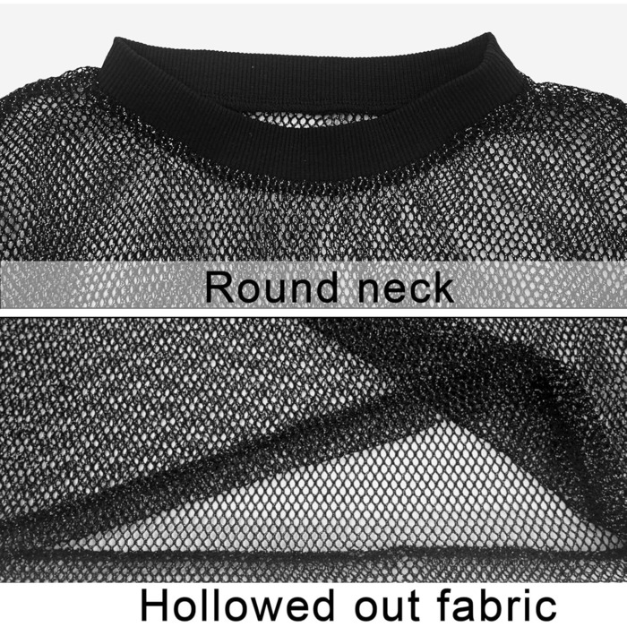 Чоловіча сітчаста футболка AIEOE з блискітками та напиленням, прозора, сітчаста сорочка, короткі/довгі моделі, клубний стиль, прозора сорочка, довгі сорочки з блискітками (XXL)