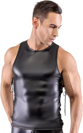 Чоловіча нічна сорочка з шортами та жилеткою, чорна, сексуальна, облягаюча, для дому та сну