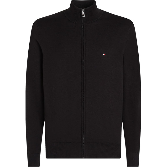 Чоловічий світшот Tommy Hilfiger Essential Cotton Zip Thru з коміром-стійкою та блискавкою, чорний, розмір S