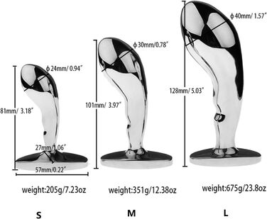Анальний дildo з нержавіючої сталі, 3 розміри (S/M/L), вигнутий, для чоловіків та жінок, анальний масажер, SM іграшка, сріблястий