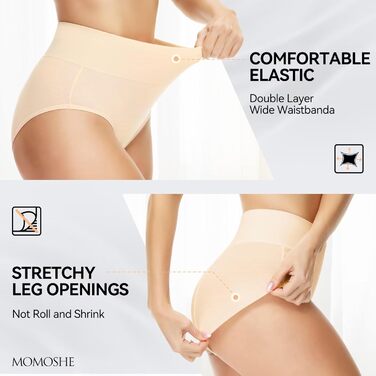 Труси жіночі бавовняні, висока талія, 5 шт. Unterhoen (XL, бежевий, чорний)