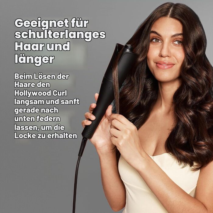 Автоматичний стайлер для волосся REVAMP Hollywood Curl: керамічний плойка-автоrotator з іонним покриттям для створення локонів та beach waves, чорний