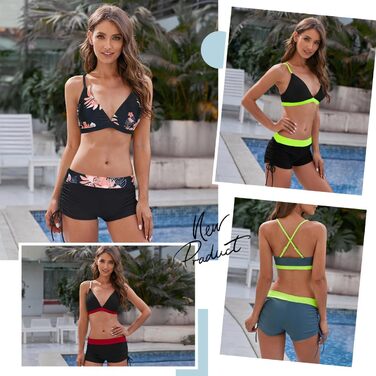 Бікіні жіночий комплект - Пуш-ап, корегуючий животик, сексуальний купальник з глибоким V-подібним вирізом, регульований топ, двочастинний бікіні з високою талією, трусики-танга, рожевий з квітковим принтом