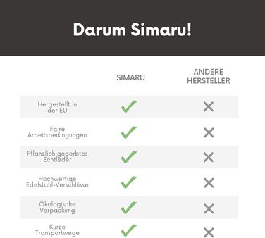 Шкіряний ремінець для годинника Simaru Premium Leder — високоякісна натуральна шкіра, Made in Germany, чорний