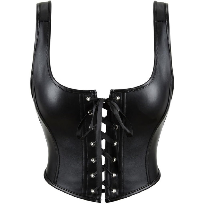 Чорний корсетний топ Schwarz для жінок: сексуальний баскський бюстгальтер з корсетом з екошкіри, шнурівка, топ-кроп, для вечірок та клубів