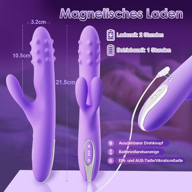 Вібратор жіночий 360° з 10 режимами вібрації, Dildo для стимуляції клітора та G-точки - секс-іграшка для жінок
