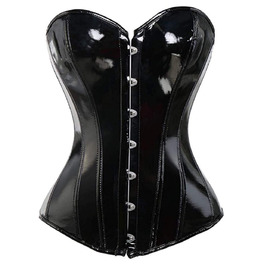 Корсет-топ KUOSE з PVC шкіри, чорний, розмір L - готичний стиль