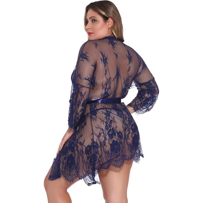 Жіноча білизна UIWFJEH: мереживна піжама-боді з G-String, прозора, сексуальна, для дому, великі розміри (блакитний, L)