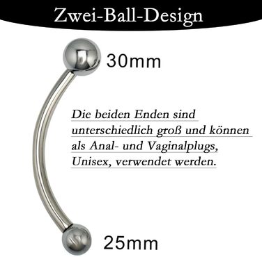 Анальний дildo з металу Doppelkopf з двома кульками, стимулятор G-точки, нержавіюча сталь