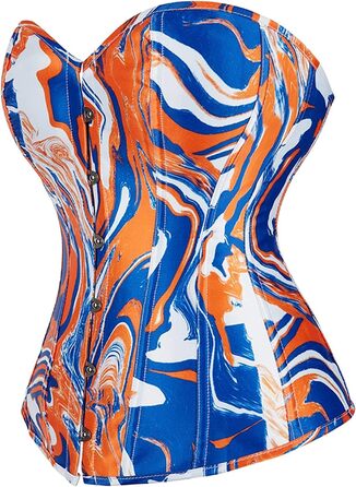 Жіноче корсетне тіло Adelce з квітковим принтом, блакитно-помаранчеве, на шнурівці, вінтажний стиль