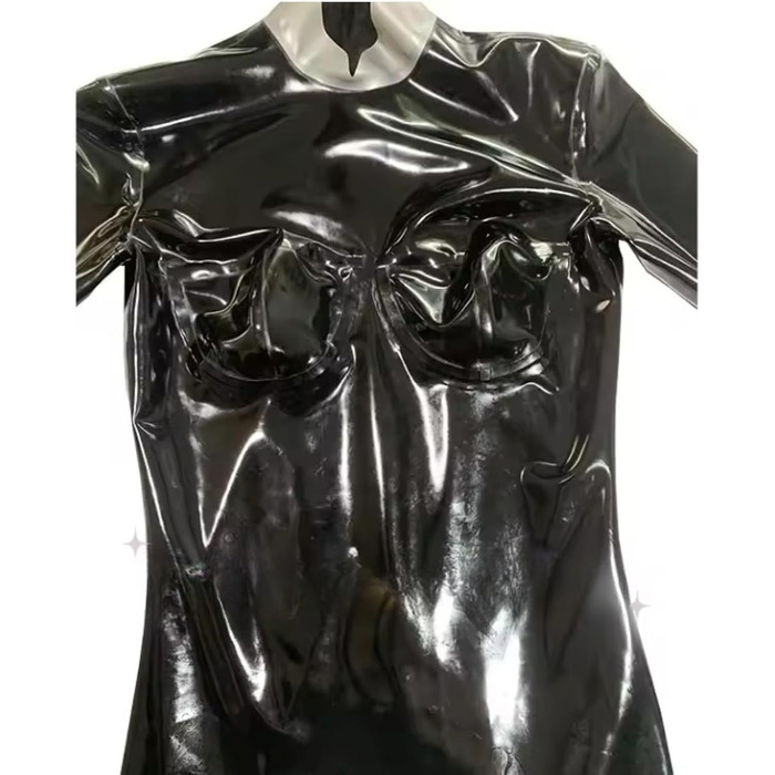 Латексний топ для жінок з латексною поверхнею, корсетний, з блискавками та можливістю індивідуального замовлення розмірів. Доступний у розмірі 3XL