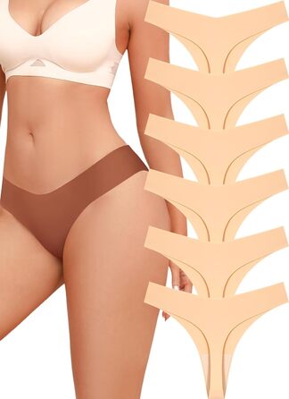 Сліпек для жінок ALL OF SHE, безшовні труси, танга, 6 шт. (L, F-nude)