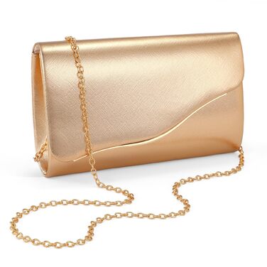 Жіночий вечірній клатч із штучного замша з від’ємним ланцюжком для весіль та урочистостей, золотий
