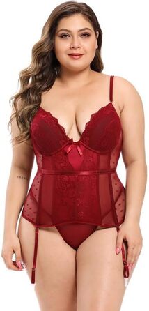 Жіноче корсетне боді з мереживом, витончений дизайн, комплект, фіксуюча білизна, червоний, розмір L