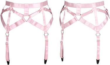 Жіночий пояс-петля з 4 кліпсами, пояс-стрінг, шкарпетки в стилі Харадзюку, універсальний розмір, рожевий