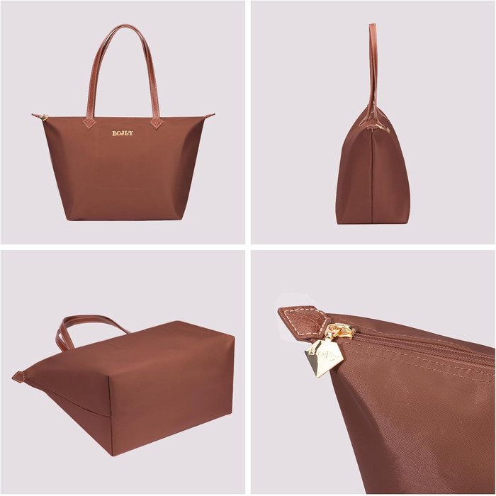 Жіноча сумка-шопер Tote Bag великого розміру, водонепроникна нейлонова сумка на плече з блискавкою, складана сумка для роботи, навчання, покупок та подорожей (Іржаво-коричнева)