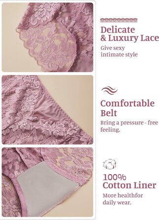 Слідки жіночі мереживні безшовні з високою талією, великі розміри (S-4XL), 6 шт. в наборі (чорний/бірюзовий/червоний/синій/фіолетовий/нюд)