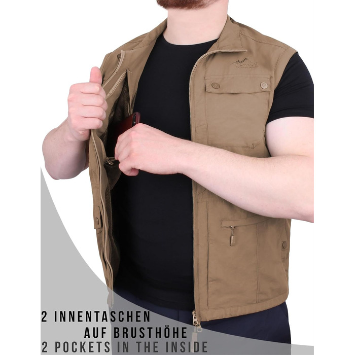 Чоловічий outdoor жилет з дихаючого матеріалу з захистом від сонця UPF 50+, Khaki