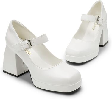 Жіночі туфлі Mary Jane Dream Pairs, білі, екошкіра (PU), розмір 38.5 EU