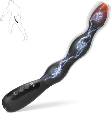 Анальні вібратори для чоловіків з електрошоком та стимуляцією простати, 10 режимів вібрації, 3 режими нагріву. Анальний плагін для чоловіків та жінок. Іграшки для дорослих, анальні плагіни для пар.