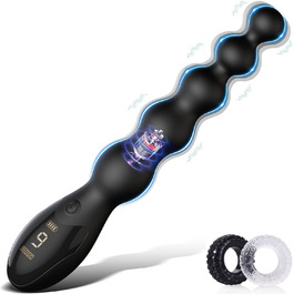 Вібруючий анальний плаг, кулі, масажер простати, вібруючий аналізатор, чоловічий мастурбатор, секс-іграшка для дорослих, 9 режимів вібрації, з 2 кільцями для чоловіків